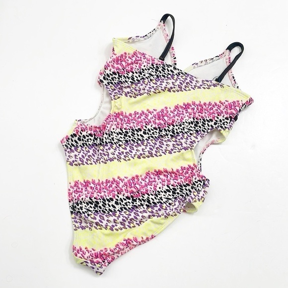 Jantzen girls striped animal print one piece swimsuit - Picture 2 of 4